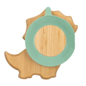 Z1032 - Bamboo Plate with Suction- Dino - Green - Extra 1